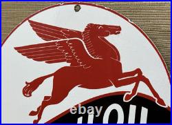 Vintage Mobiloil Porcelain Sign Dealership Gas Station Mobil Motor Oil Peggy