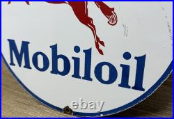 Vintage Mobiloil Porcelain Sign Dealership Gas Station Mobil Motor Oil Peggy