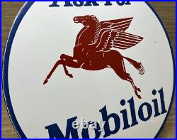 Vintage Mobiloil Porcelain Sign Dealership Gas Station Mobil Motor Oil Peggy Vintage Mobiloil Porcelain Sign Dealership Gas Station Mobil Motor Oil Peggy