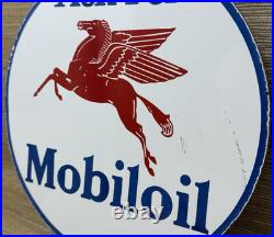 Vintage Mobiloil Porcelain Sign Dealership Gas Station Mobil Motor Oil Peggy
