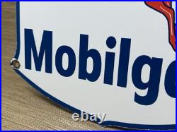 Vintage Mobiloil Porcelain Sign Dealership Gas Station Mobil Motor Oil Peggy