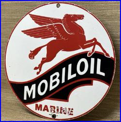 Vintage Mobiloil Porcelain Sign Dealership Gas Station Mobil Motor Oil Peggy