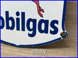 Vintage Mobiloil Porcelain Sign Dealership Gas Station Mobil Motor Oil Peggy