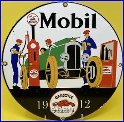 Vintage Mobiloil Porcelain Sign Gas Station Pump Plate Mobil Gargoyle Motor Oil