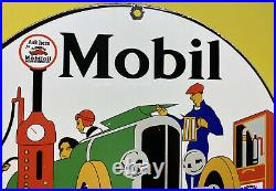 Vintage Mobiloil Porcelain Sign Gas Station Pump Plate Mobil Gargoyle Motor Oil