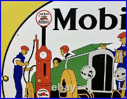 Vintage Mobiloil Porcelain Sign Gas Station Pump Plate Mobil Gargoyle Motor Oil