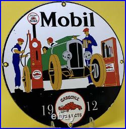 Vintage Mobiloil Porcelain Sign Gas Station Pump Plate Mobil Gargoyle Motor Oil