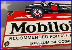 Vintage Mobiloil Porcelain Sign Gas Station Pump Plate Mobil Motor Oil Gargoyle
