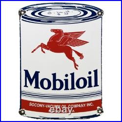 Vintage Mobiloil Porcelain Sign Socony Vacuum Oil Can Pegasus Gas Station Garage