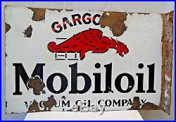 Vintage Mobiloil Vacuum Oil Company Porcelain Enamel Sign Gargoyle Brand Rare #2