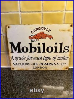 Vintage Mobiloils Vacuum Oil Company Gargoyle Enamel Advertising Sign