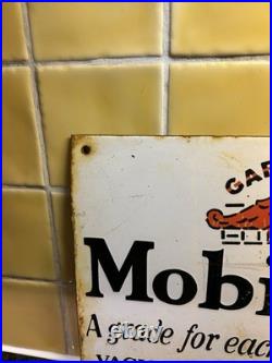 Vintage Mobiloils Vacuum Oil Company Gargoyle Enamel Advertising Sign