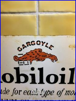 Vintage Mobiloils Vacuum Oil Company Gargoyle Enamel Advertising Sign