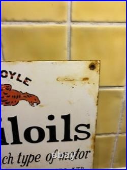 Vintage Mobiloils Vacuum Oil Company Gargoyle Enamel Advertising Sign