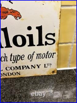 Vintage Mobiloils Vacuum Oil Company Gargoyle Enamel Advertising Sign