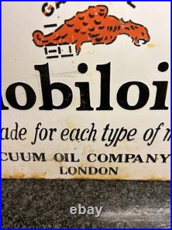 Vintage Mobiloils Vacuum Oil Company Gargoyle Enamel Advertising Sign