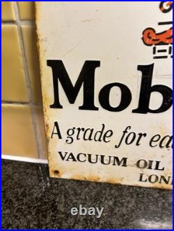 Vintage Mobiloils Vacuum Oil Company Gargoyle Enamel Advertising Sign