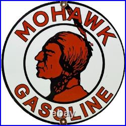 Vintage Mohawk Gasoline Porcelain Sign Gas Station Pump Plate Motor Oil Service Vintage Mohawk Gasoline Porcelain Sign Gas Station Pump Plate Motor Oil Service
