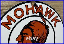 Vintage Mohawk Gasoline Porcelain Sign Gas Station Pump Plate Motor Oil Service Vintage Mohawk Gasoline Porcelain Sign Gas Station Pump Plate Motor Oil Service