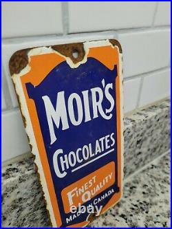 Vintage Moir Chocolates Porcelain Sign Sweet Treat Ice Cream Canada Oil Lube Gas