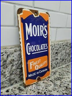 Vintage Moir Chocolates Porcelain Sign Sweet Treat Ice Cream Canada Oil Lube Gas