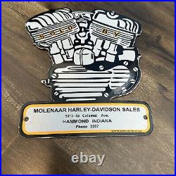 Vintage Molenaar Harley Davidson Service Porcelain Metal Gas & Oil Dealer Sign