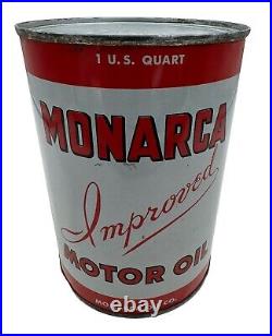 Vintage Monarca Oil Can Quart Full Rare