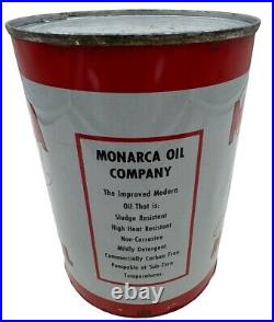 Vintage Monarca Oil Can Quart Full Rare