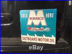 Vintage Monarch Outboard Boat Motor Oil Flange Sign Gas Chain Saws Lawn Mower