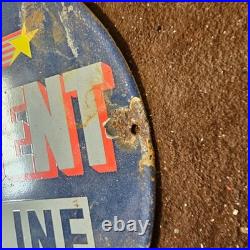 Vintage Moon Crescent RPM Gasoline Oil Gas Pump Enamel Porcelain Sign