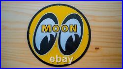 Vintage Moon Eyes Speed Equipment Porcelain Sign Gas Oil Pump Plate Lubester Nr