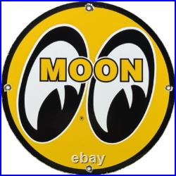 Vintage Moon Racing Porcelain Dealership Sign Sales Service Motor Oil Gas Vintage Moon Racing Porcelain Dealership Sign Sales Service Motor Oil Gas