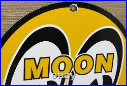 Vintage Moon Racing Porcelain Dealership Sign Sales Service Motor Oil Gas Vintage Moon Racing Porcelain Dealership Sign Sales Service Motor Oil Gas