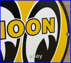 Vintage Moon Racing Porcelain Dealership Sign Sales Service Motor Oil Gas Vintage Moon Racing Porcelain Dealership Sign Sales Service Motor Oil Gas