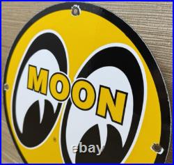 Vintage Moon Racing Porcelain Dealership Sign Sales Service Motor Oil Gas Vintage Moon Racing Porcelain Dealership Sign Sales Service Motor Oil Gas