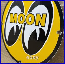 Vintage Moon Racing Porcelain Dealership Sign Sales Service Motor Oil Gas Vintage Moon Racing Porcelain Dealership Sign Sales Service Motor Oil Gas