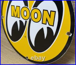 Vintage Moon Racing Porcelain Dealership Sign Sales Service Motor Oil Gas Vintage Moon Racing Porcelain Dealership Sign Sales Service Motor Oil Gas