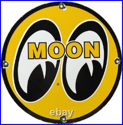 Vintage Moon Racing Porcelain Sign Dealership Gas Station Motor Oil Hot Rod