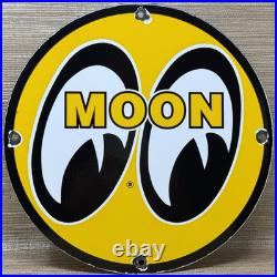 Vintage Moon Racing Porcelain Sign Dealership Gas Station Motor Oil Hot Rod