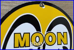 Vintage Moon Racing Porcelain Sign Dealership Gas Station Motor Oil Hot Rod