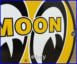 Vintage Moon Racing Porcelain Sign Dealership Gas Station Motor Oil Hot Rod