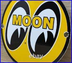 Vintage Moon Racing Porcelain Sign Dealership Gas Station Motor Oil Hot Rod