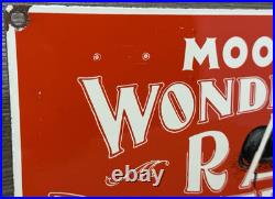 Vintage Moore's Wonderful Rat Destroyer Porcelain Sign General Store Gas Oil Ace