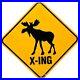 Vintage Moose Crossing Porcelain Sign Gas Oil Saftey Caribou Reindeer Deer