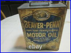 Vintage Motor Oil Can 2 Gallon Beaver-Penn Freedom Oil Company Pennsylvania 1936