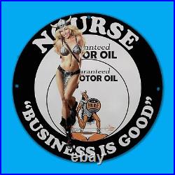 Vintage Motor Oil Nourse Gas Station Service Man Cave Oil Porcelain Sign