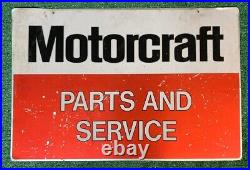 Vintage Motorcraft Sign'Parts and Service' Double Sided, Tin, 24 x 36