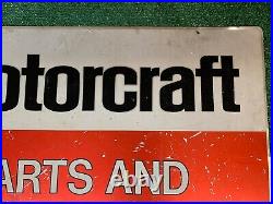 Vintage Motorcraft Sign'Parts and Service' Double Sided, Tin, 24 x 36