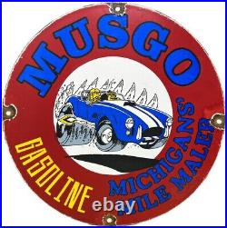 Vintage Musgo Gasoline Porcelain Sign Gas Station Pump Motor Oil Service Vintage Musgo Gasoline Porcelain Sign Gas Station Pump Motor Oil Service