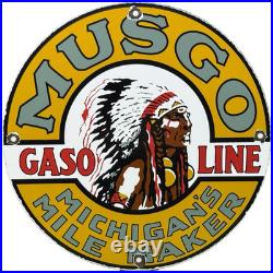 Vintage Musgo Gasoline Porcelain Sign Gas Station Pump Motor Oil Service